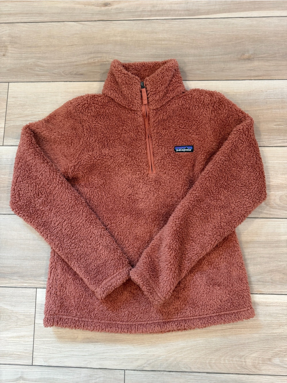 Patagonia Women's Rust-Colored Teddy Fleece Half-Zip Sweater